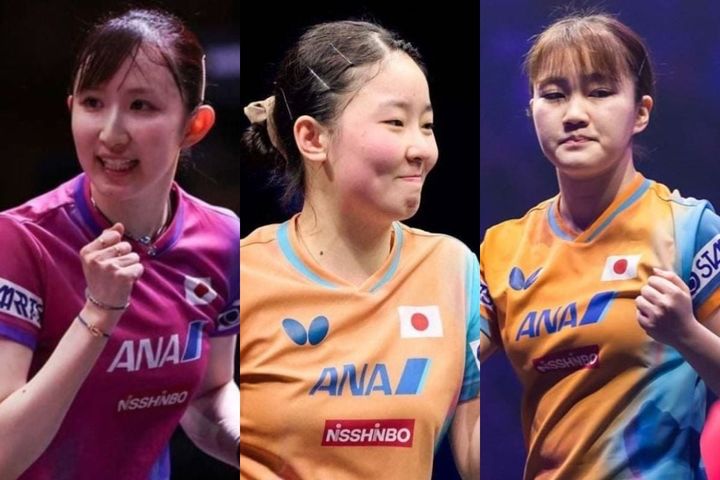 早田ひな、張本美和、大藤沙月（C）WTT