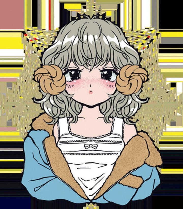 牡羊座の今月の運勢をイメージした、エネルギッシュで愛らしいガールズイラスト