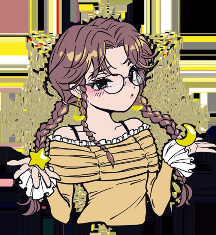 天秤座の今月の運勢をイメージした、星と月を手にした知的でバランス感覚のあるガーリーイラスト