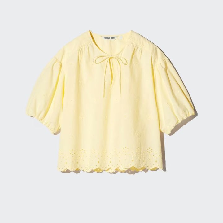 UNIQLO and COMPTOIR DES COTONNIERS エンブロイダリーブラウス/5分袖