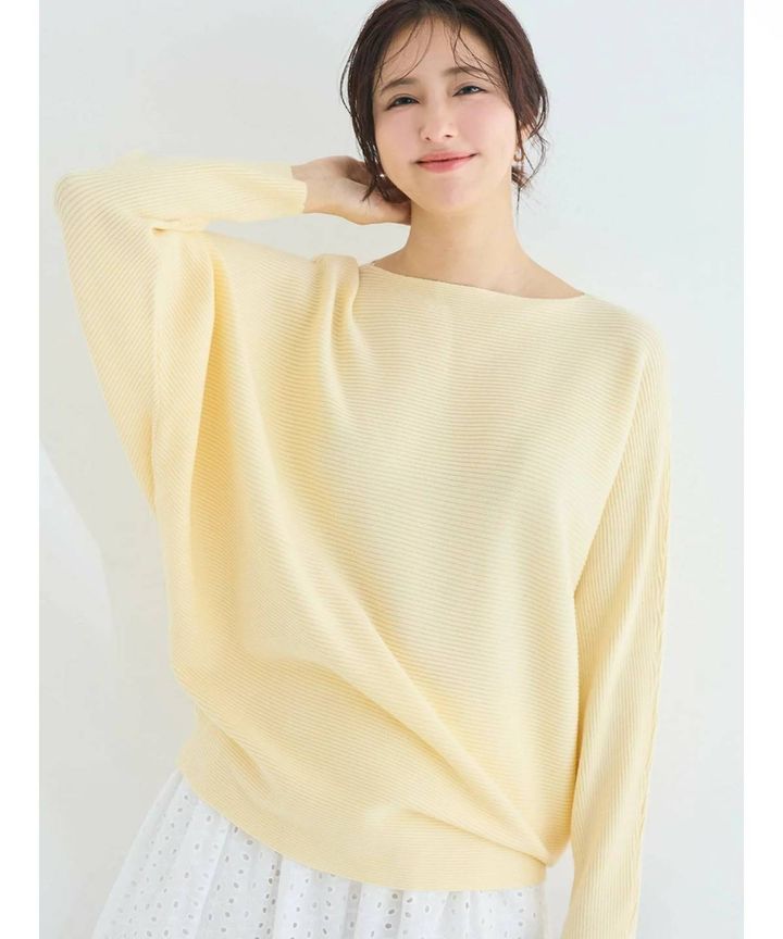 coca ウォッシャブル ドルマンスリーブボートネックニット