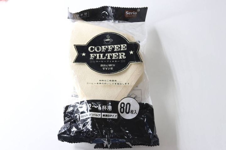 セリアの無漂白タイプの大容量のコーヒーフィルターのパッケージ