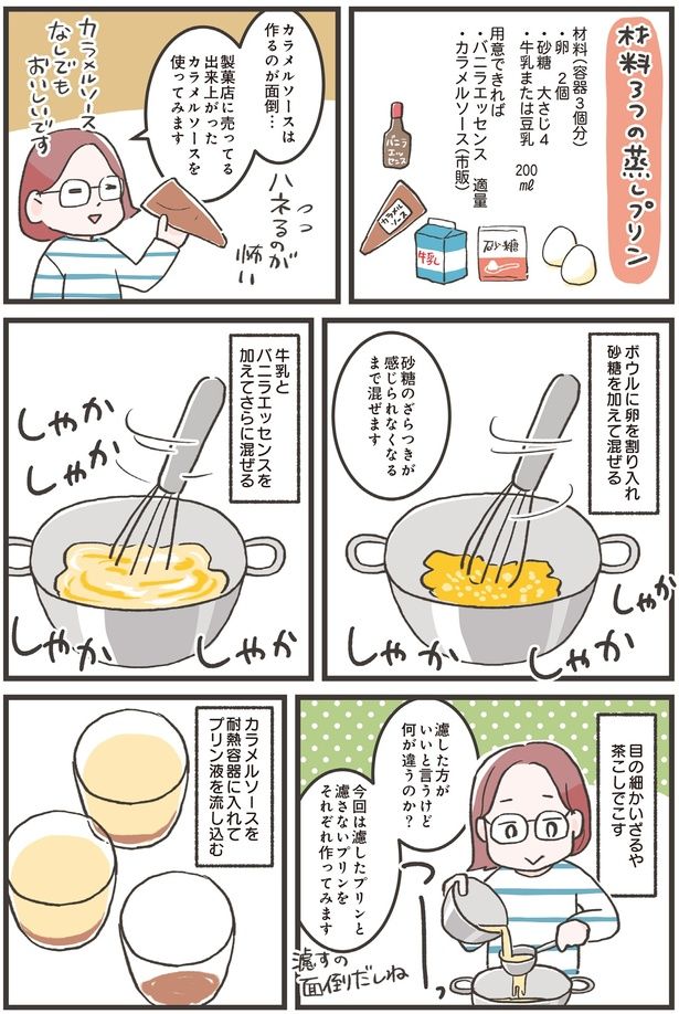 材料3つの蒸しプリン (C)ノグチノブコ／KADOKAWA