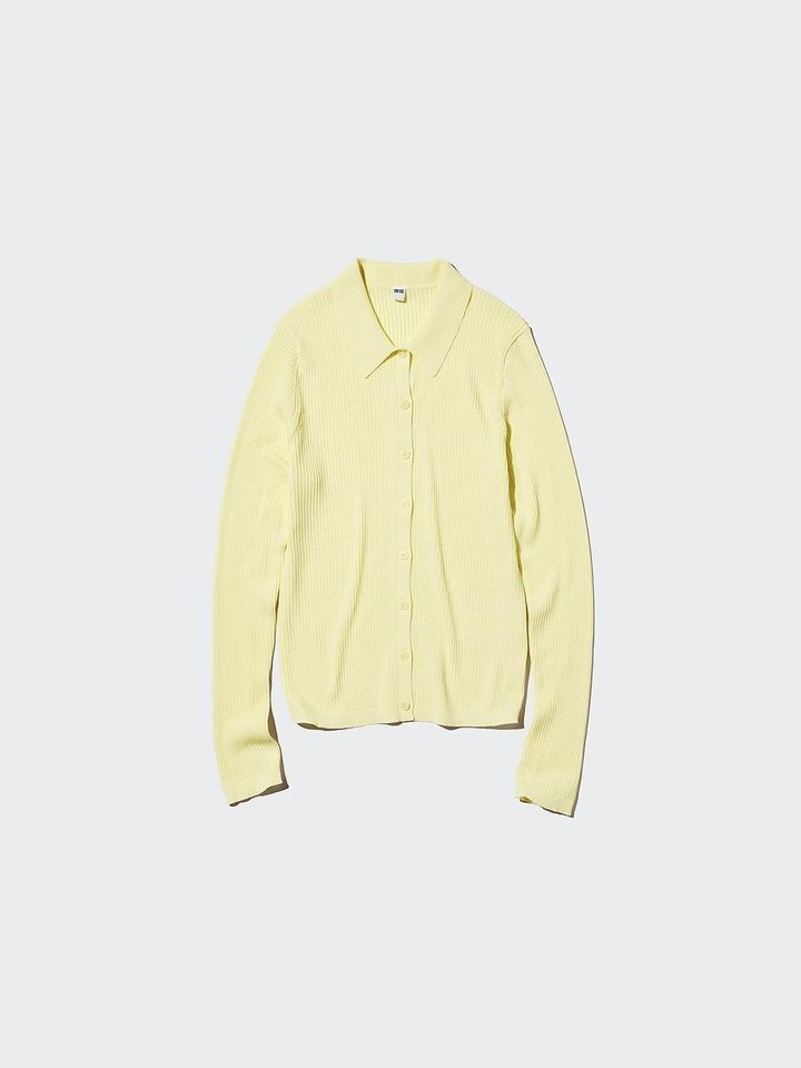 ユニクロのリブポロカーディガン