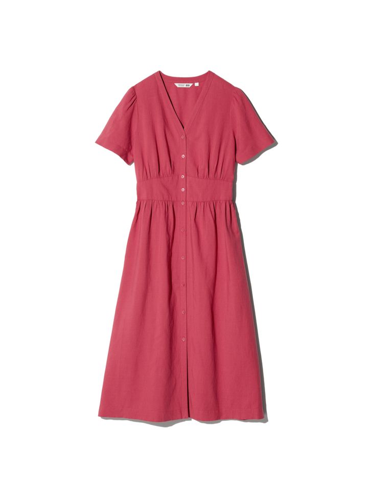 リネンブレンドVネックワンピース￥5,990