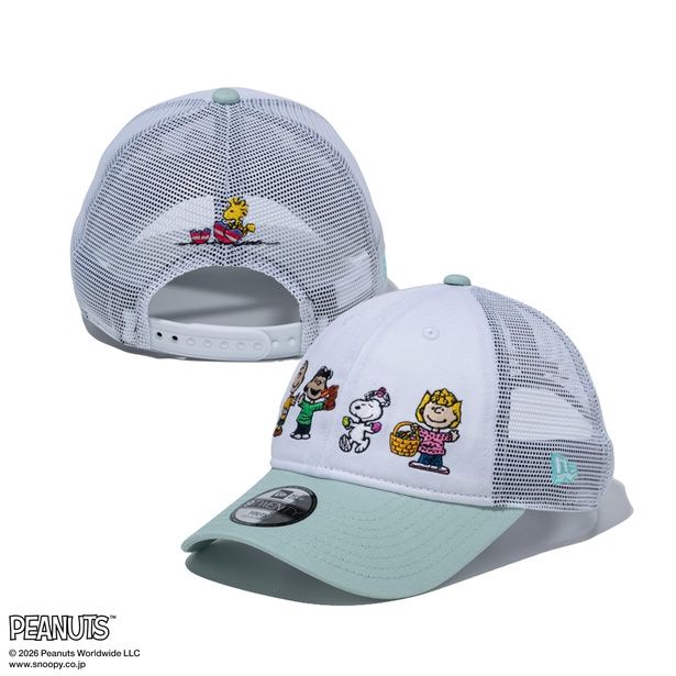 「キッズ Youth 9TWENTY トラッカー PEANUTS EASTER(ホワイト/フレッシュミント)」(3960円)