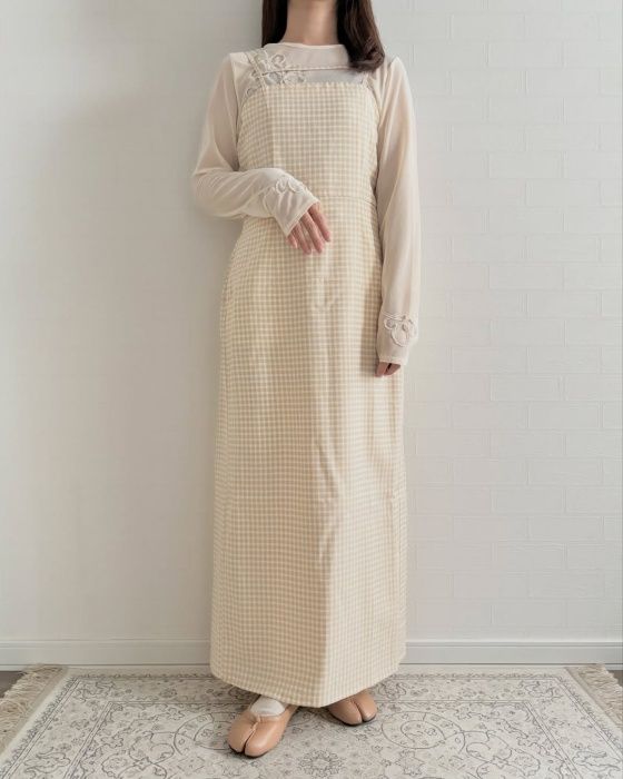 しまむら「チェックキャミワンピース」