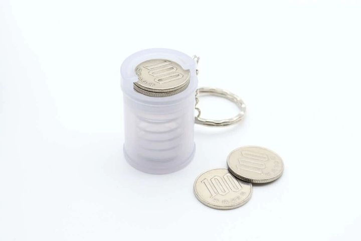ダイソー コイン収納キーホルダー（バネ式） 使用例