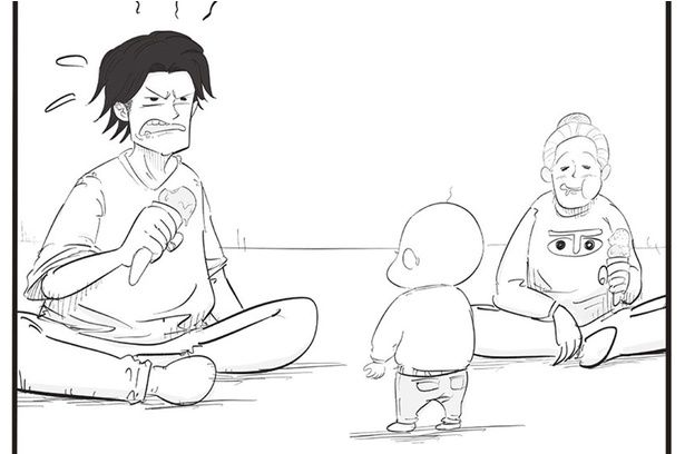 「これはまずいっ！」子どもがアイスを欲しがらないように演技していたら （C）月光もりあ／主婦と生活社