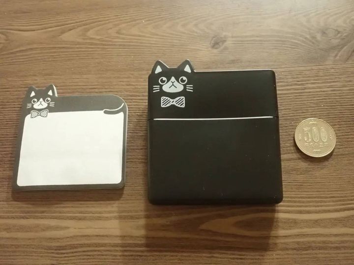 DAISO(ダイソー)：ねこふせんケースセット ワイド BK