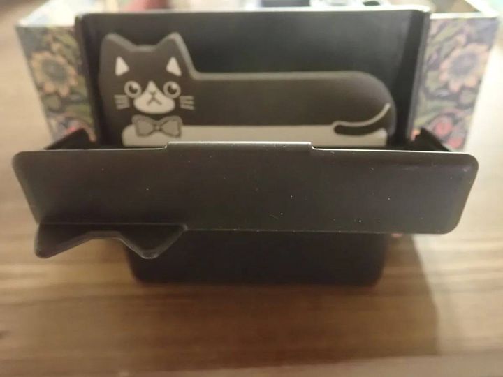 DAISO(ダイソー)：ねこふせんケースセット ワイド BK