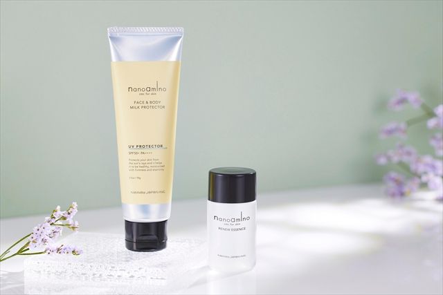 『ナノアミノ UVミルクプロテクター セラム フローラルデュー 70g』『ナノアミノ リニューエッセンス 30ml』２