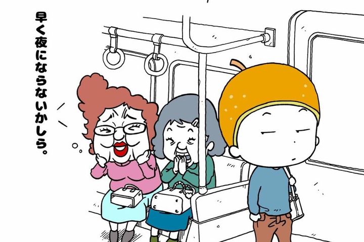 アイドルについて話す中年女性を見て思ったことを描いた漫画のカット（森 ぽこさん提供）