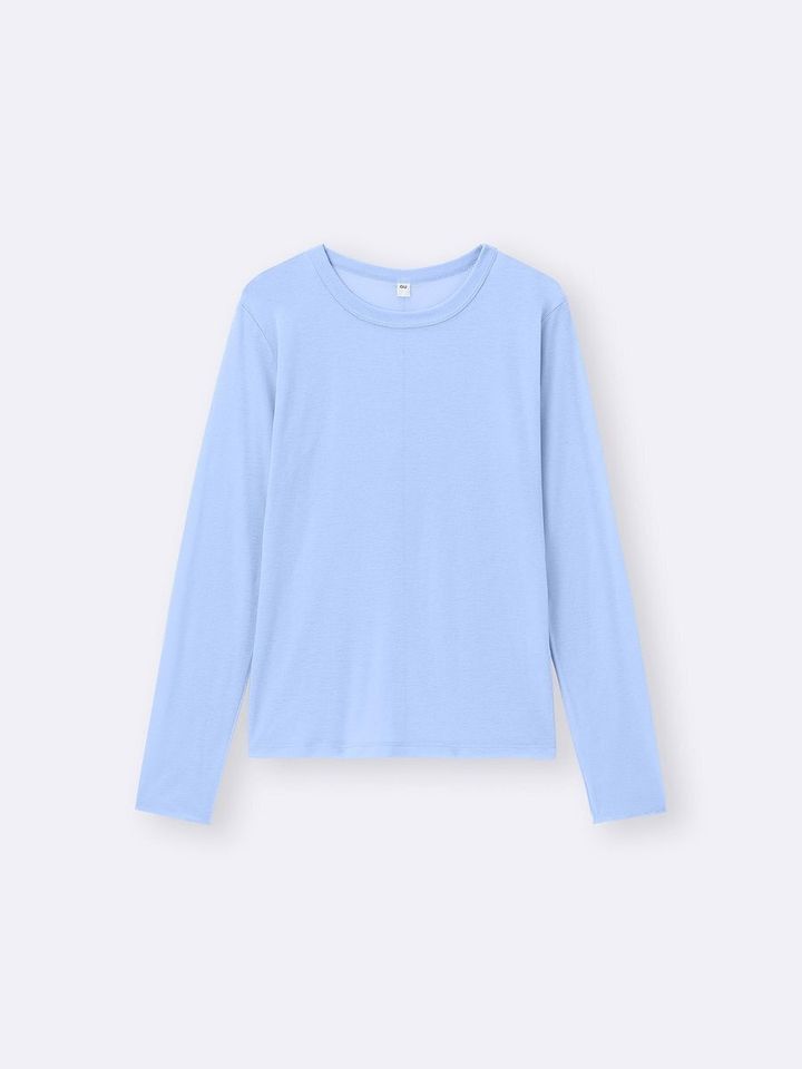 GUのソフトシアークルーネックT