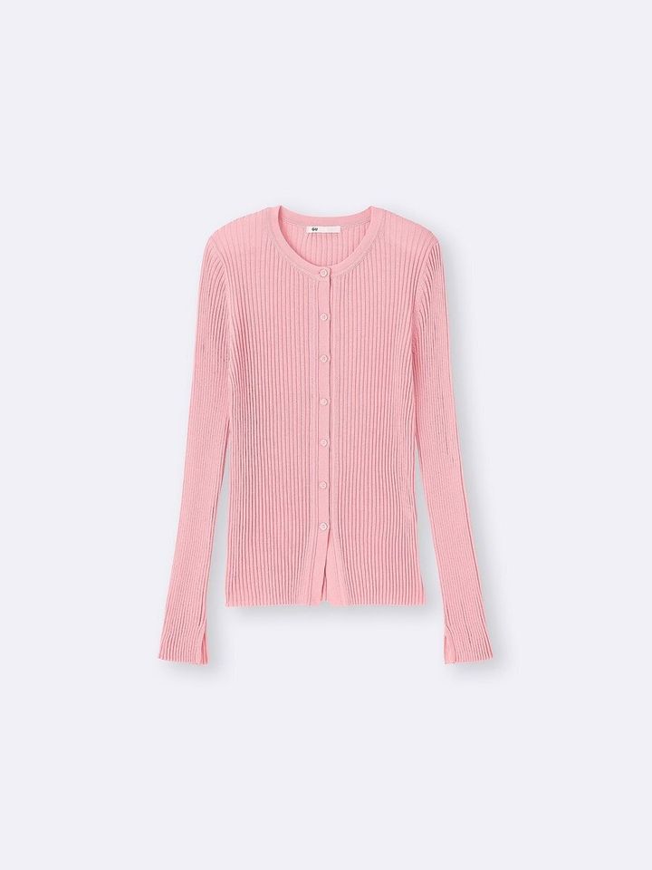 GUのシアーリブカーディガン