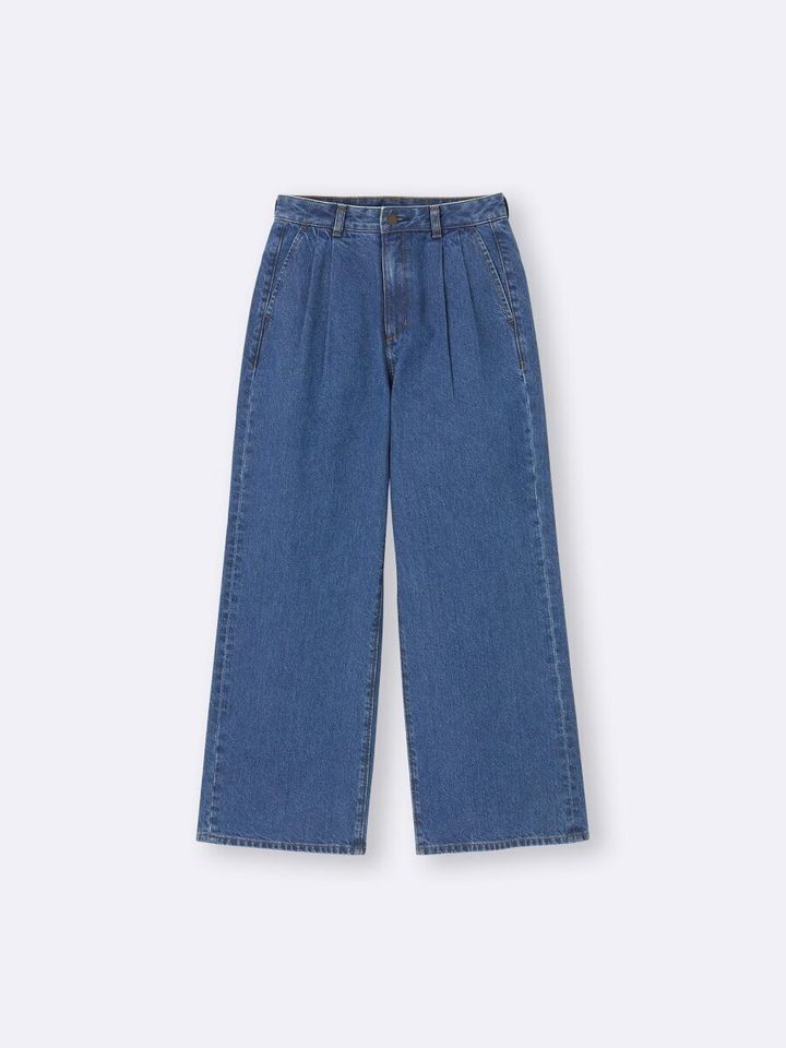 2026gu春値下げデニムタックトラウザー