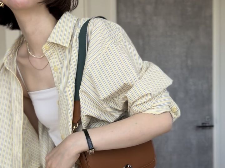 GUドルマンスリーブストライプシャツ YELLOW