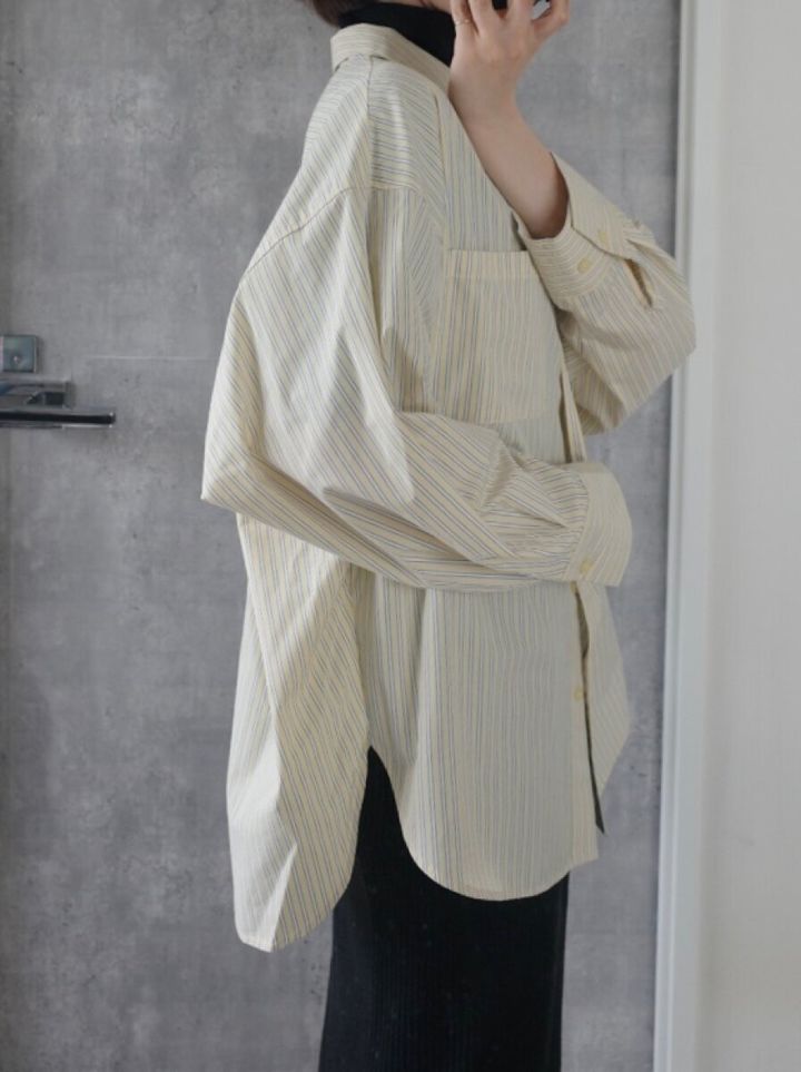 GUドルマンスリーブストライプシャツ XLサイズ サイドシルエット