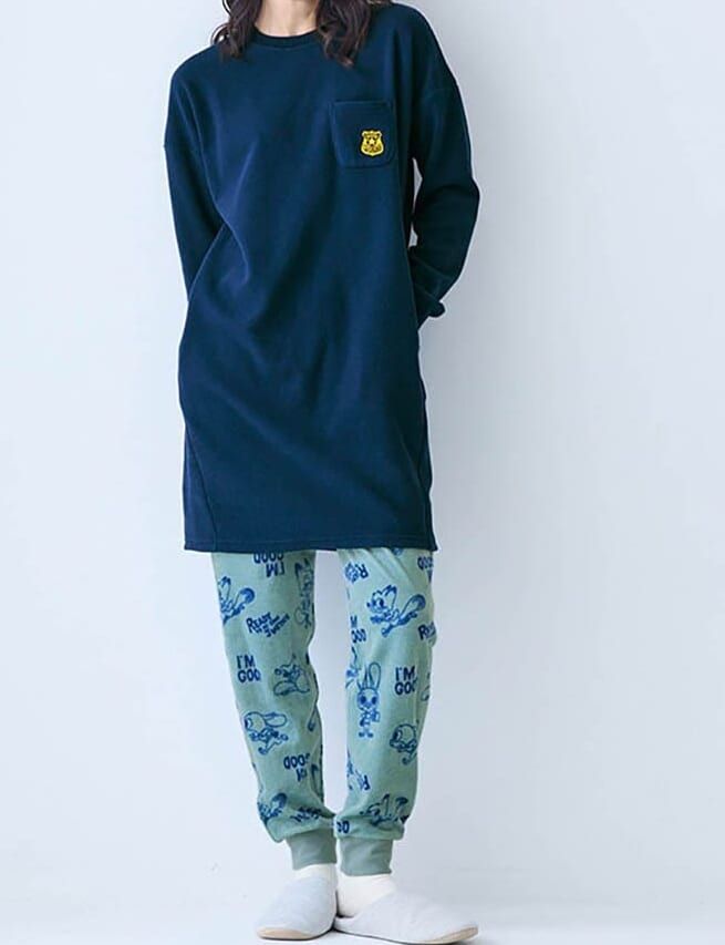 レディース肌側綿フリースチュニックパジャマ ズートピア