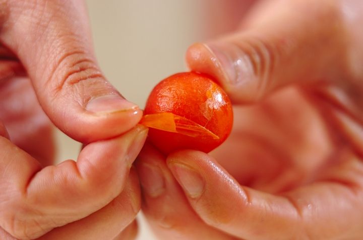 プチトマトのマリネの下準備1