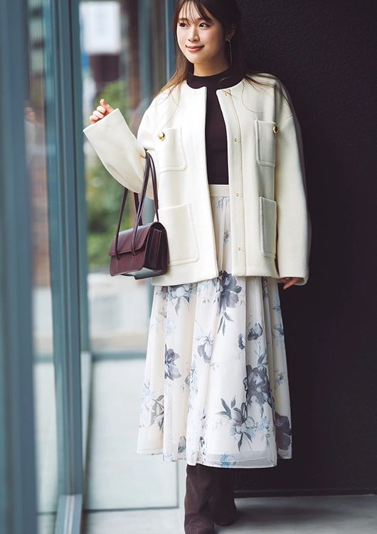 【毎日コーデ】花柄スカートと合わせて通勤こそ上品可愛く♡