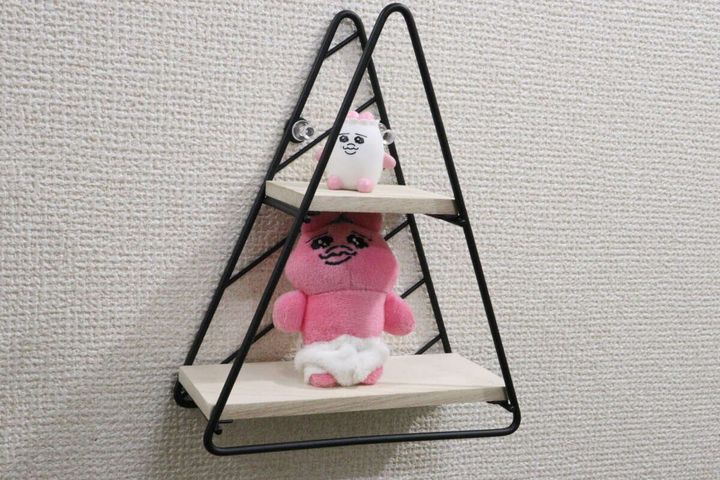 ダイソーのスチール壁掛けインテリア収納（木製棚、三角形）使用例2