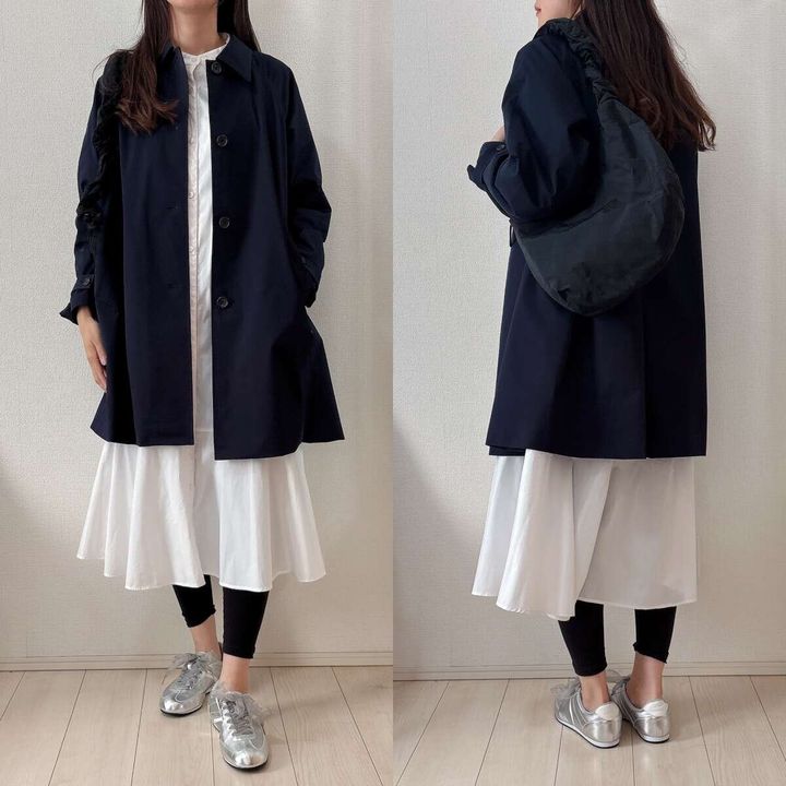 GUバルマカーンAラインハーフコート シャツワンピコーデ