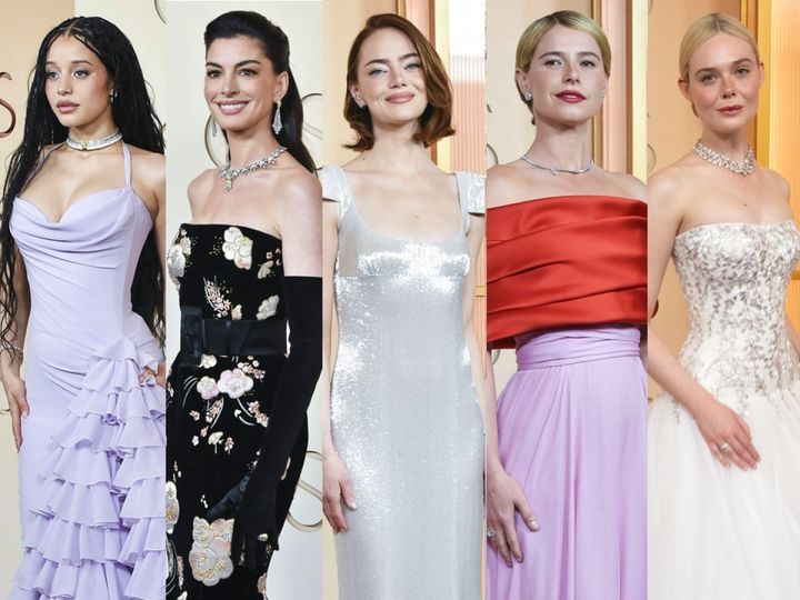 ＜第98回アカデミー賞＞レッドカーペットに登場した（左から）チェイス・インフィニティ、アン・ハサウェイ、エマ・ストーン、ジェシー・バックリー、エル・ファニング （C）AFLO （C）A.M.P.A.S. width=