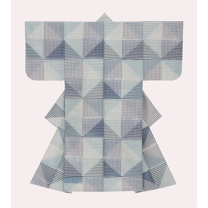 小袖《Francesco》 2020年 志村ふくみ監修 制作 都機工房 絹糸／臭木、藍 【前期展示】