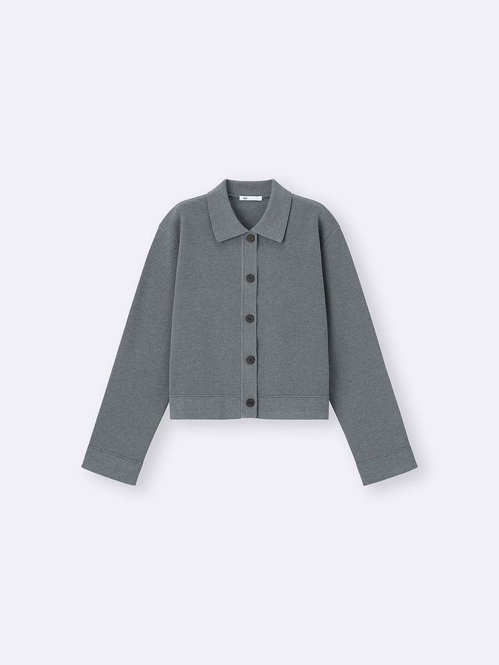 GUのミラノリブポロカーディガン