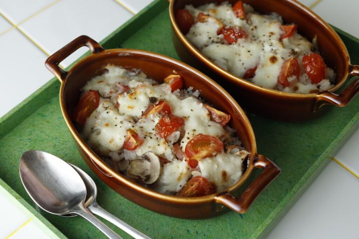 ミニトマトとマッシュルームのモッツァレラチーズドリア