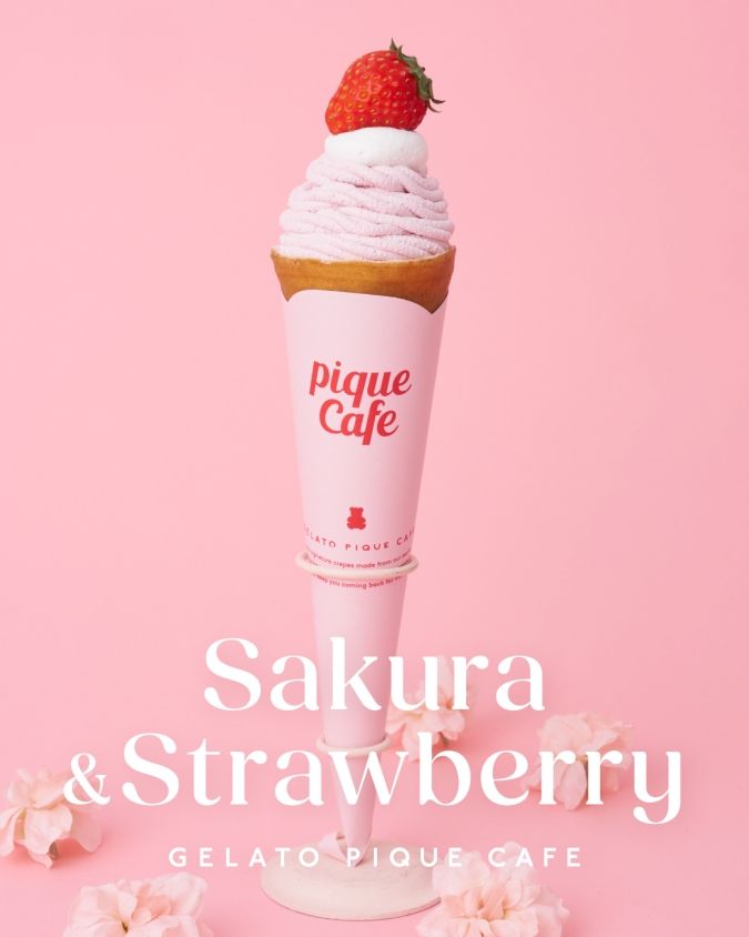 ジェラート ピケ カフェ いちごと桜のモンブランクレープ