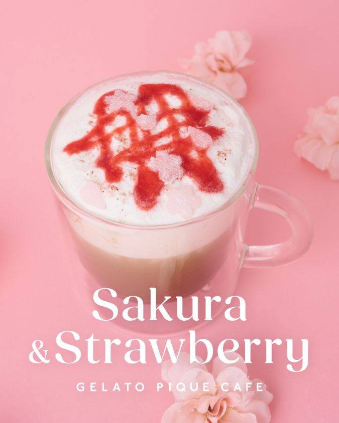 ジェラート ピケ カフェ いちごと桜のほうじ茶ティーラテ