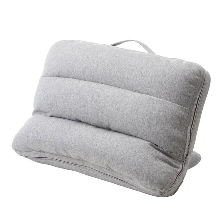 カインズの持ち手付カバー洗える背もたれイス Lepoco グレー 幅58cm 奥行36～42cm 高さ16～35cm リクライニング 枕 足置き 座椅子 座布団のビジュアル