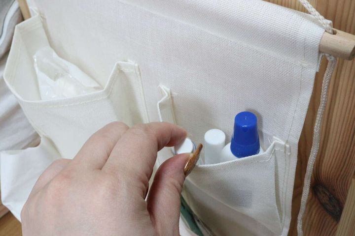 ダイソーのウォールポケット（ウッド、ティッシュケース付）の使用例