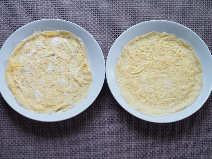 薄焼き卵の焼き上がり比較