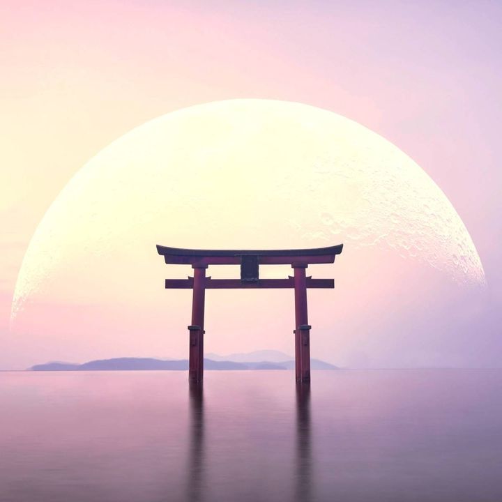 鳥居と月
