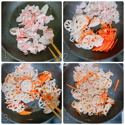 肉入り蓮根きんぴら作り方