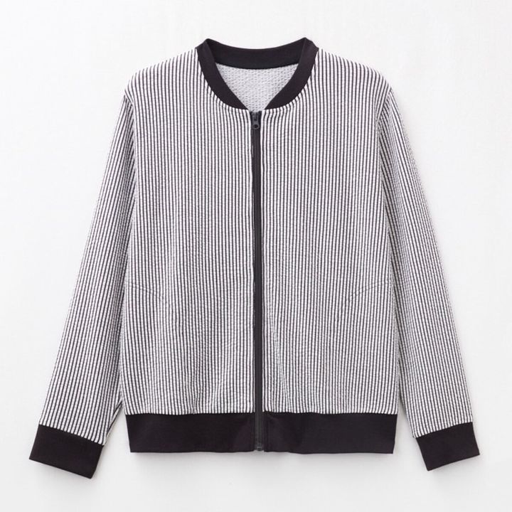 2026春しまむら大人女性おすすめストライプブルゾン
