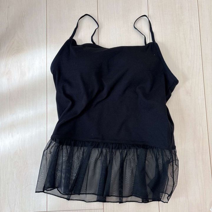 GUブラフィールペプラムキャミソール BLACK