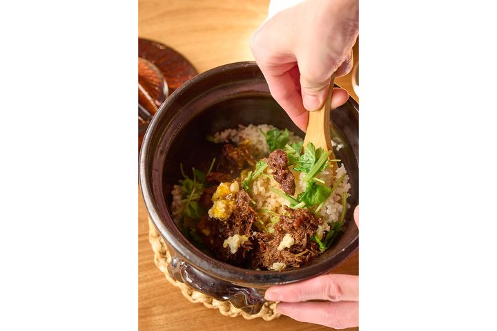 和牛しぐれ煮と山わさびの土鍋ご飯