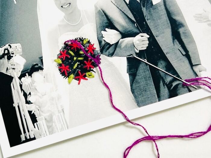 写真に『刺繍』してみたら…超おしゃれ！最高の思い出の一枚になりました♪