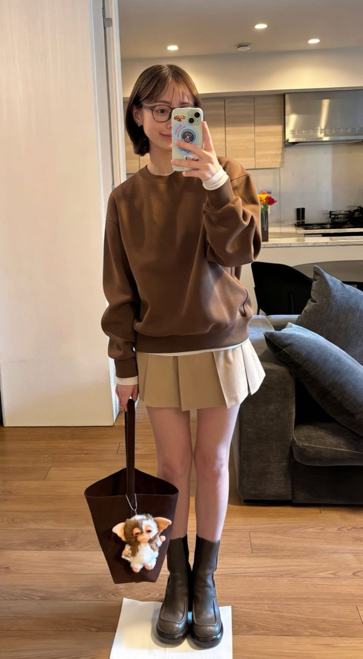 ユニクロコーデ：茶系ワントーン