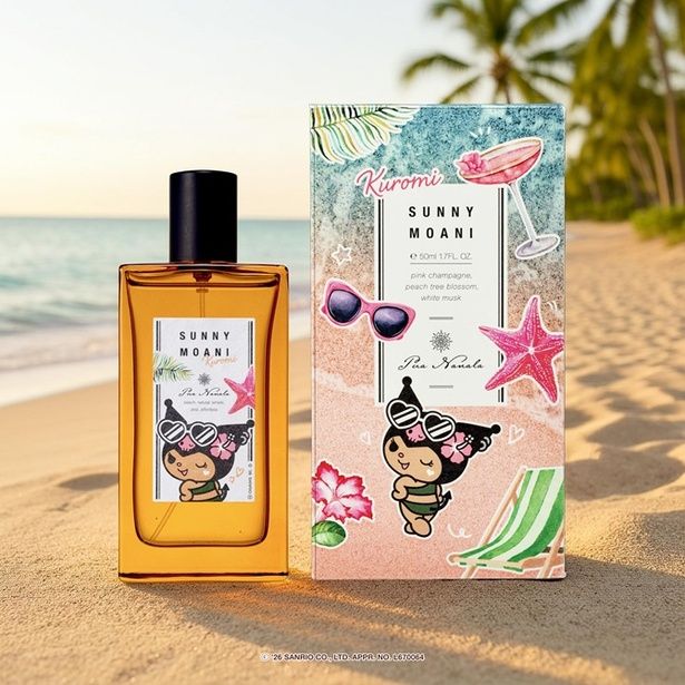 ハローキティデザインと並べてディスプレイしたくなるかわいさの「プア ナナラ サニーモアニ オードトワレ クロミデザイン」 (C)'26 SANRIO CO., LTD. APPROVAL No. L670064