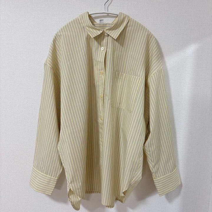 guドルマンスリーブストライプシャツイエロー