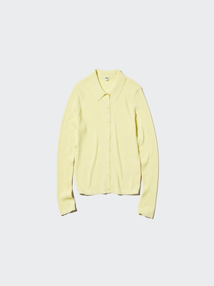 2026春ユニクロ大人女性おすすめリブポロカーディガン