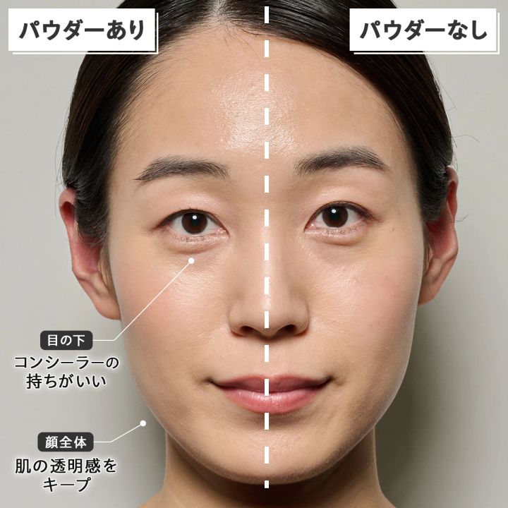 ジルスチュアート グロウシフォン ラスティング ルースパウダー 01 cotton beige 10時間後 全顔
