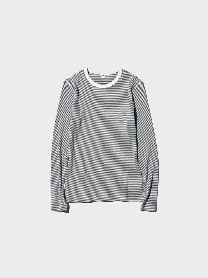 ソフトリブT/長袖/ボーダー／01 OFF WHITE