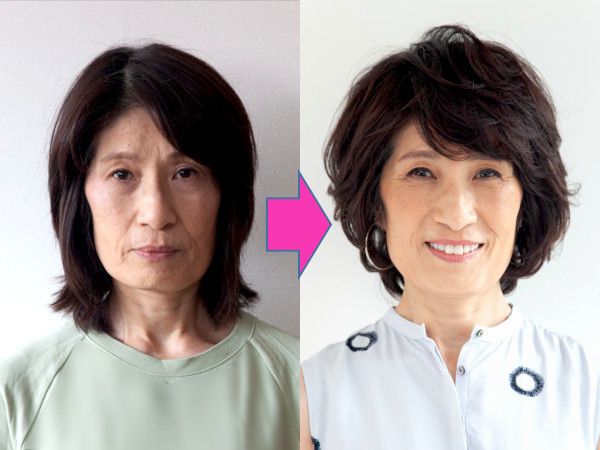 イメチェンビフォーアフター（フロント）：高橋佐恵子さん（62歳）
