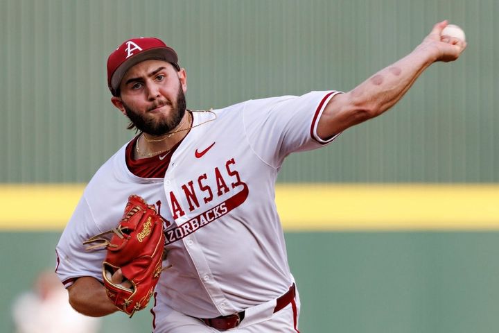 ドジャース2025年のドラフト1位左腕ザック・ルート ※写真はアーカンソー大学時代（C）Getty Images